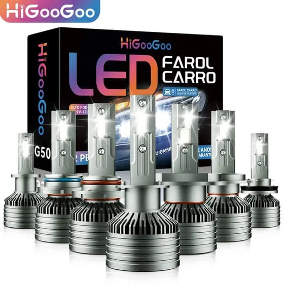 HiGooGoo G50 Dois Anos 30000LM 150w Par Lampada Farol de carro H1 H3 H4 H7 H11 H27 HB3(9005) HB4(9006) 6500K