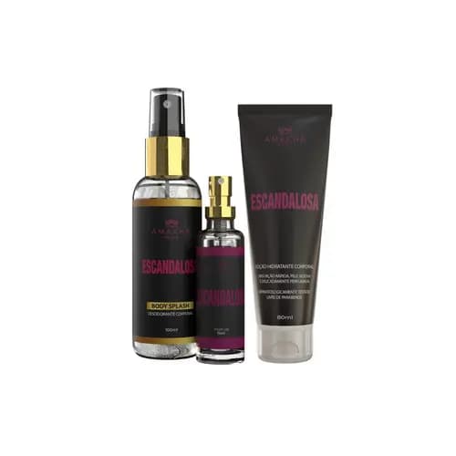 Kit Feminino Escandalosa: Perfume 15ml + Body Splash + Hidratante | Amakha Paris