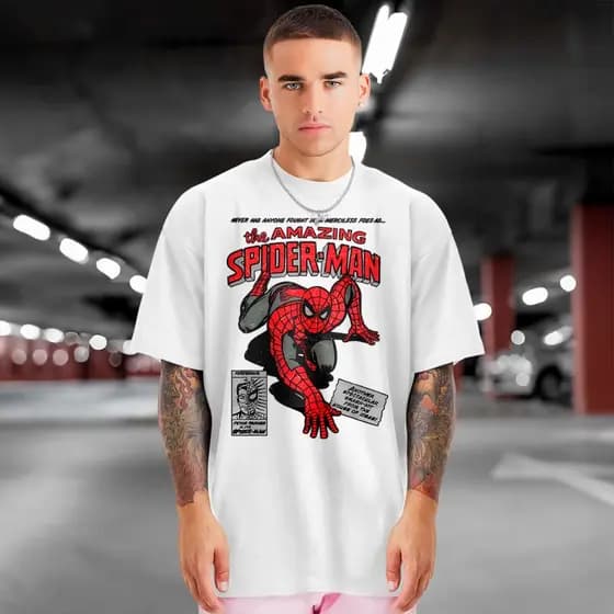 Camiseta AMAZING SPIDER MAN Streetwear Masculina Manga Curta
