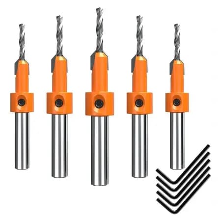 【24 Hora Envio】Kit Com 5 Peças Broca Escareadora Rebaixo De Parafuso Em Madeira Com Limitador