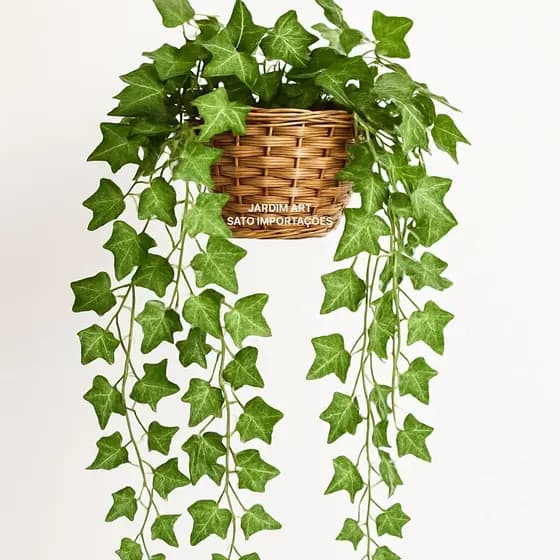 Vaso Trançado + 3 Planta Pendurada Verde Artificial Parede Varanda PT11
