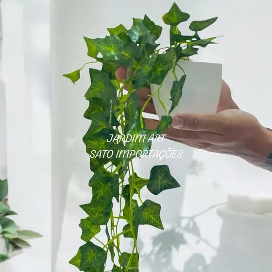 vaso decorativo para sala Planta Hera Pendente 1m semelhante natural Artificial Toque Decoração quadrado branco G