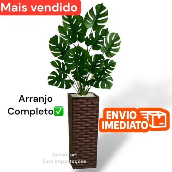 Arranjo 105cm Costela de Adão com Pedras Brancas Decorativas ref 2FCG