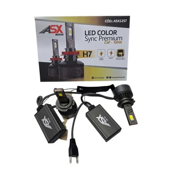 Lâmpada Led Premium Asx H7 18.000 Lumens 100w Com Controle App