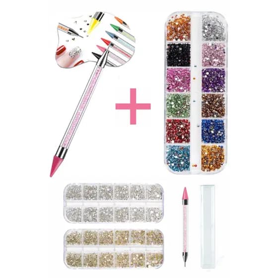 Decoração De Nail Art , Caneta de strass + Strass coloridos/prateados/dourados , Adequado Para Salão De Beleza