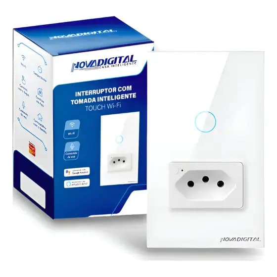 Interruptor Com Tomada Inteligente Wifi 1 Botão Touch Alexa novo