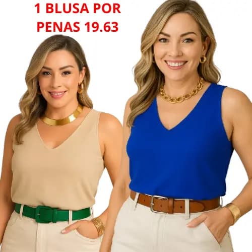Kit 2 Blusa Regata Feminina Tecido Duna Basica Lisa Alça Larga Tendência