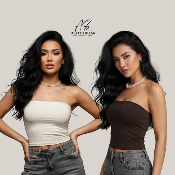 Kit 2 Top Faixa - Tecido Suplex Blogueirinha Moda Feminina Elegante Casual Trend Tendência