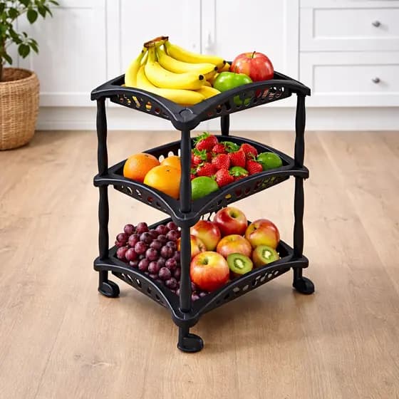 Organizador Vertical 3 Andares Multiuso Fruteira Salão de Beleza Mecânica Costura Manicure Preto