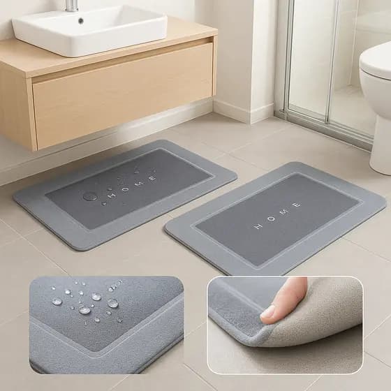 Kit 2/3/4 Tapetes Mágicos Ultra Absorvente Antiderrapante Premium Secagem Rápida E Não Escorrega 60x40cm