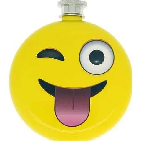 Cantil Aço Inoxi Amarelo Emoji Divertido Garrafa Portátil para Bebidas