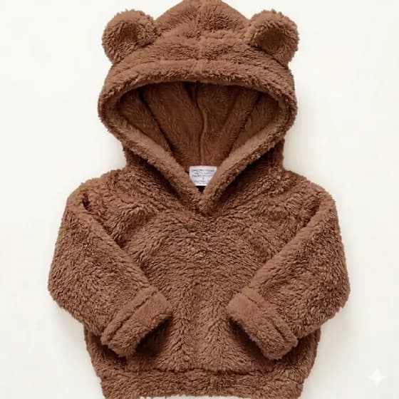 Blusa de Frio Infantil Peluciada Quentinha Teddy Carneirinho Com Touca Menino Menina
