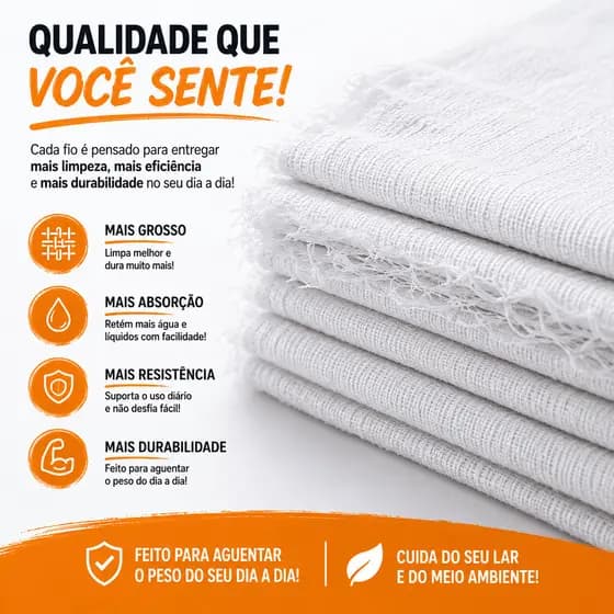 Kit 5 Pano de Chão Gigante Grosso 45x75cm Alta Durabilidade e Máxima Absorção