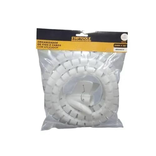 Organizador Fios Cabos Aplicador Reutilizavel 20mm X 2m Branco Pratico