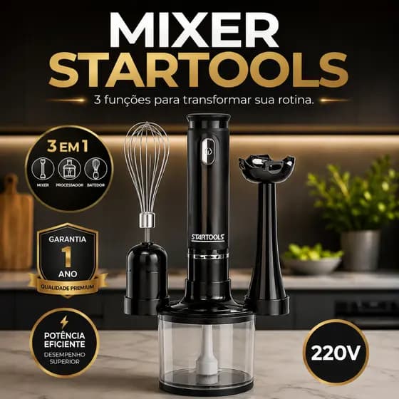 Mixer 3 em 1 220V Startools Chef Processador Batedor de Alimentos Multifuncional Compacto