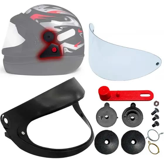 Kit Reparo Completo + Viseira Cristal Capacete Taurus San Marino Automático Pala + Reparo + Viseira
