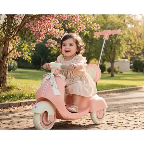 Moto Elétrica Infantil 6V com Empurrador – Rosa