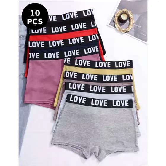Kit 10 Cuecas Boxer Feminina Calcinha Shortinho Microfibra Moda Íntima Feminina Cueca Feminina