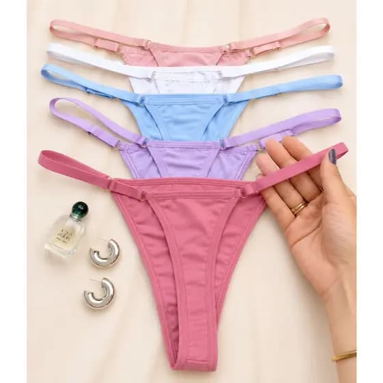 Kit Calcinhas Com Regulagem Confortável Tanga Fio Lateral Fina Feminina Moda Intima