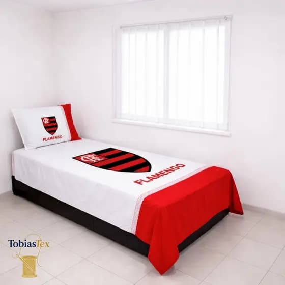 Kit Lençol Cama Solteiro Personalizado Time de Futebol + Fronha – Jogo de Cama de Torcida Varios Times