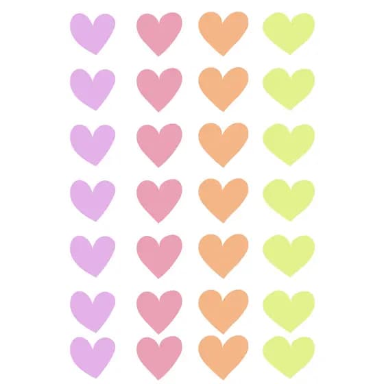 KIt 50 Adesivos de coração nas cores candy color ideal pra decorar sua parede