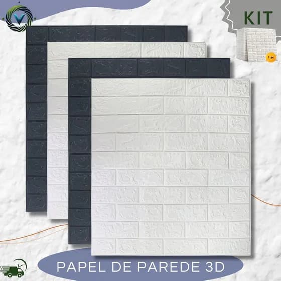 KIT5 Papel de Parede TIJOLO Placa Decorativa 3D 70x77CM Autocolante em Relevo Tijolinho Resistente Moderno Quarto Sala
