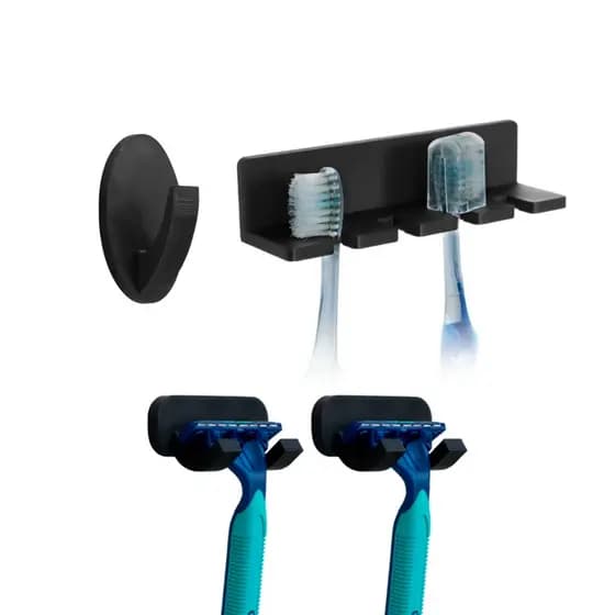 KIT 02 Suporte Para Gilete + KIT Para Banheiro Suporte Para Escovas de Dentes + Suporte Multiuso