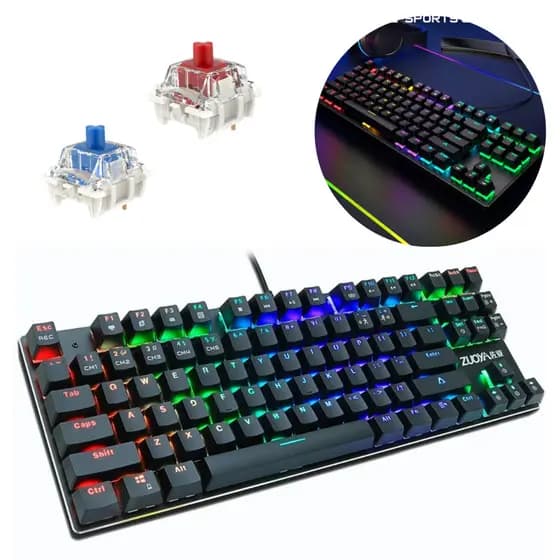 Teclado Mecânico TKL Gamer LED RGB Anti Ghosting 87 Teclas Profissional Esports Com Fio USB PC