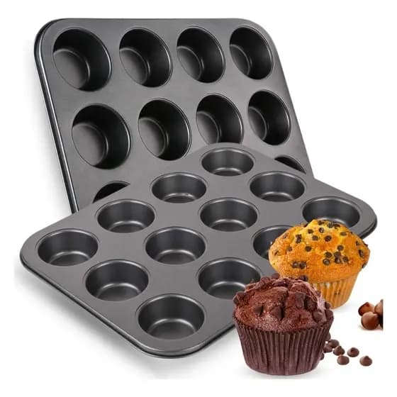 Forma Cupcake Pão de queijo Bolinho Empada em teflon antiaderente 12 cavidades Grande