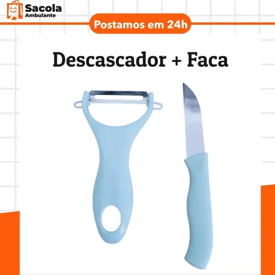 Kit Descascador e faca para legumes frutas pratico promoção.