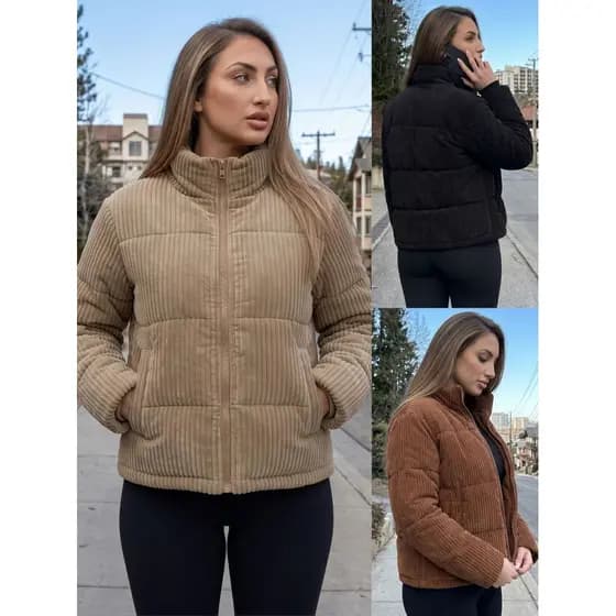 Jaqueta Puffer Casaco Premium Veludo Cotelê Inverno Outono Forro Interno Conforto Oferta Promoção