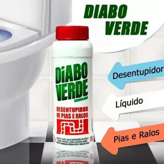 Desentupidor Granulado Diabo Verde Pia Ralo Vaso 300g