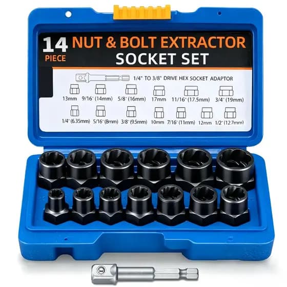 Kit 14 Peças Extração De Parafuso E Porca De Impacto Pronta