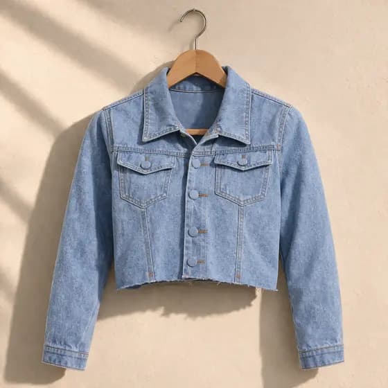 Jaqueta Feminina Jeans Manga Comprida Jaqueta Croped