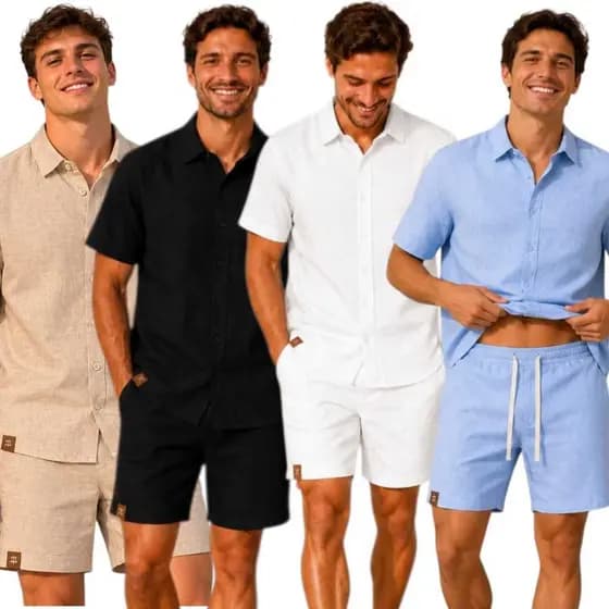 Conjunto Linho Masculino Camisa e Short Premium