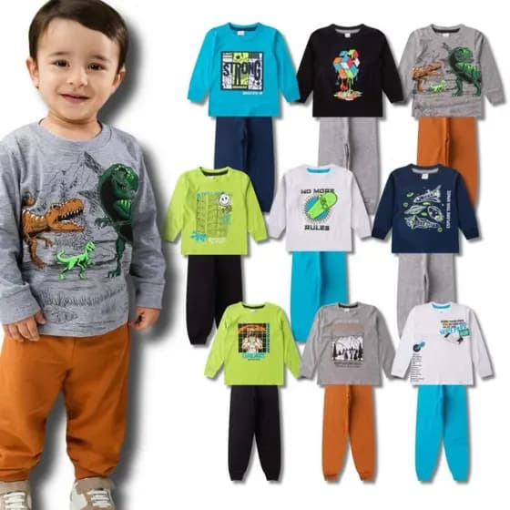Kit Sortido 2 ou 6 Peças Conjunto Inverno Infantil Menino 1 ao 14
