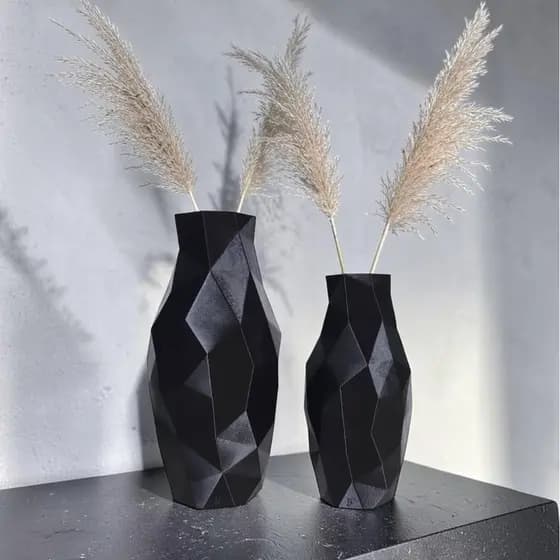 Vaso Decorativo Diamant - Kit com 2 Vasos | PRETO | TUCAN HOME