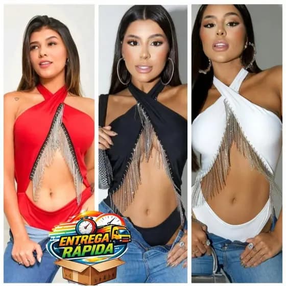 CONUNTO FRNJA COM STRASS BODY CRUZADO SAIA COM STRASS CONJUNTO FEMININO MODA BALADA