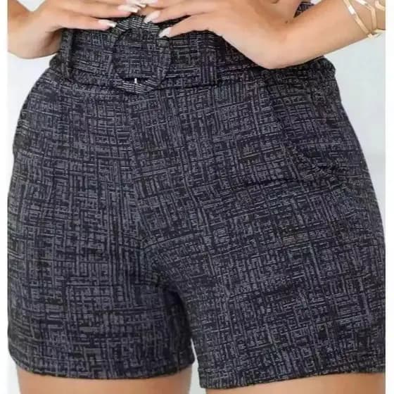 Shorts Skinny Tecido Linho Com Cinto Forrado Feminino E Bolso Moda Casa 2026