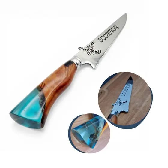 Faca Scorpion de Aço Inox de 9 polegadas para Churrasco Presente Artesanal Premium Cabo Híbrido