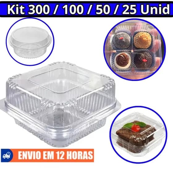Potes para Docinhos 300/100/50/25 Embalagem Para Bolo Brigadeiro Sobremesas Quadrada ou Redonda