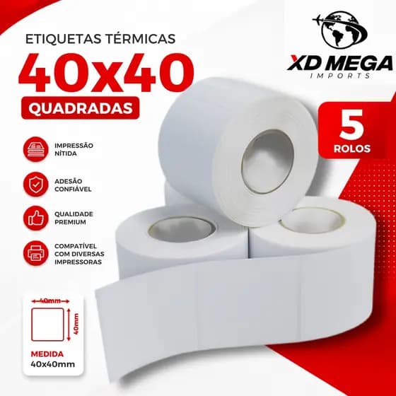 5 Rolo De Etiqueta Térmica Para Impressora Xd-210 - 40x40