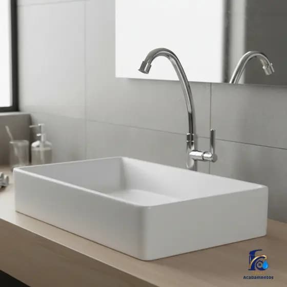 Torneira Alta Banheiro Lavatório ABS 1/4 volta Lavabo Area Gourmet Lavanderia Cromada com Arejador