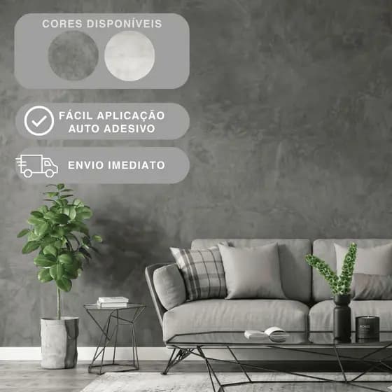 Papel de Parede Cimento Queimado Claro e Escuro 5m 10m Auto Colante Textura Lavável Sala Quarto