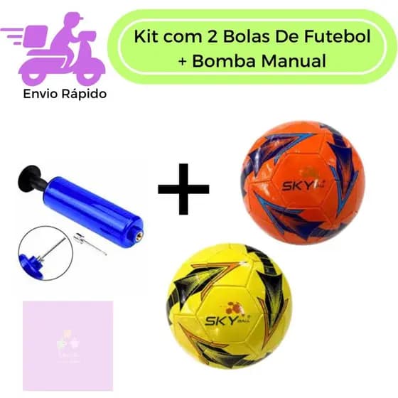 Kit 2 Bolas De Futebol Infantil Com Bomba De Ar Manual Para Bolas Kit Esportivo Recreativo