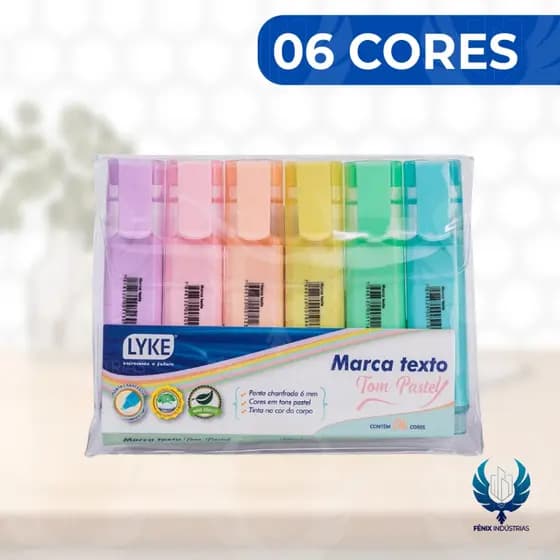 🖍️ Marca Texto LYKE - Kit com 6 Cores Pastel