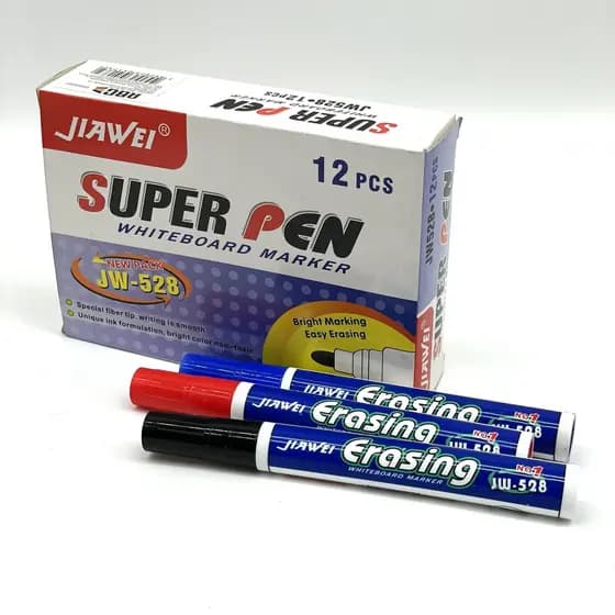 Marcador para Quadro Branco Super Pen Jiawei c/ 12 Unidades 🖊️✨ | Caneta para Quadro Branco, Suave