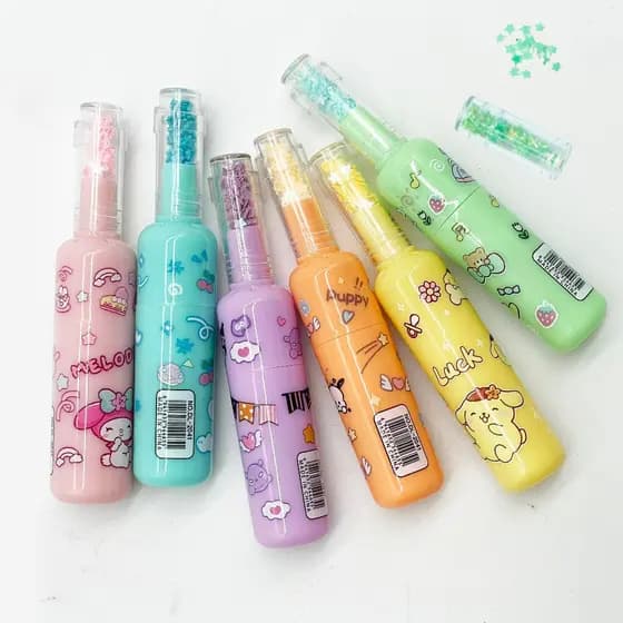 Mini Marca Texto Garrafinha c/06 Unidades | Tons Pastel | ABC