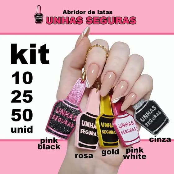 Chaveiro Abridor de Latas Unhas Seguras | Abre latas sem quebrar as unhas (KIT 10 25 50 unidades)