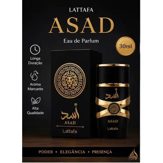 Perfume Masculino Lattafa Asad Eau de Parfum 30ml Original Aroma Intenso e Sofisticado Longa Duração